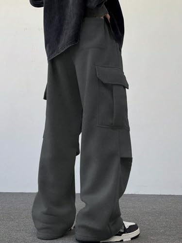 ZAFUL Men's Casual Cargo Pants Hiking Pants Workout Drawstring Jogger Sweatpants Athletic Pants Pocket 0-1Grey XL3