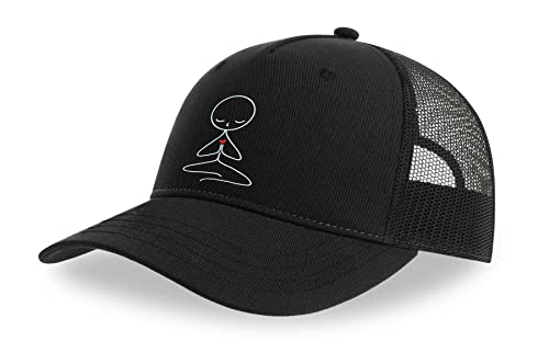 Casquette trucker noire en coton et filet respirant à visière incurvée, taille unique
