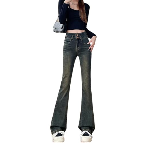 High-Waisted Thin Pants Women Autumn Retro Slim Jeans