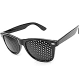 Raster-Brille / Loch-Brille für Augen-Training und Entspannung, Gitter-Brille mit faltbaren Bügeln, Form B, Pinehole Glasses, Farbe: schwarz