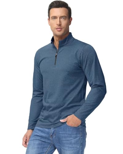 Boladeci Men's Quarter Zip Pullover Premium Fleece Lined Heather Long Sleeve Golf Shirts Midweight 1/4 Half Zip Sweatshirts