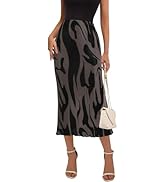 PRETTYGARDEN Women's 2024 Summer High Waist Graphic Print A Line Pleated Long Skirts for Women Tr...