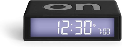 Lexon Design Flip Funkgesteuerter umkehrbarer LCD-Wecker aus ABS und Gummi in der Farbe Rubber Schwarz, Maße: 10,4cm x 6,5cm x 3cm