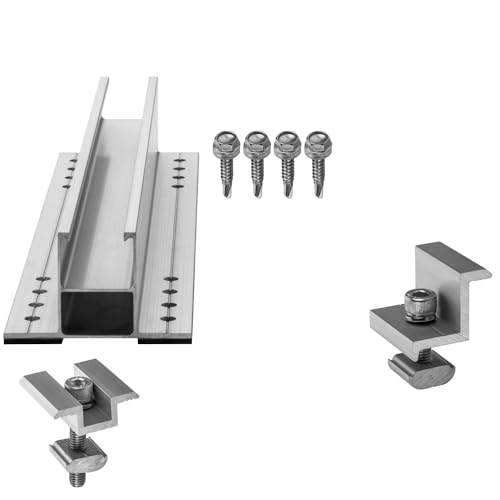 Avoltik Photovoltaik Solar Dach Montage Set für 3 Solarpanele / Solarmodule Befestigung Schiene + Klemme Befestigungsset für Solaranlage Balkonkraftwerk für Flachdach / Dach / Wellblechdach /Wand