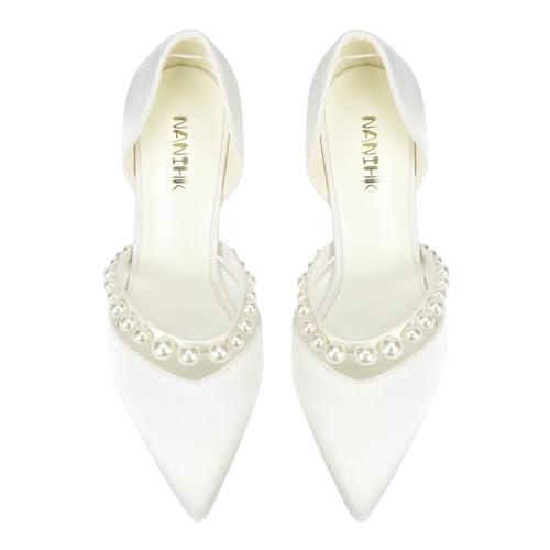 Pearl Wedding Shoes for Bride Closed Toe High Heel Bridal Shoes Wedding Heels2