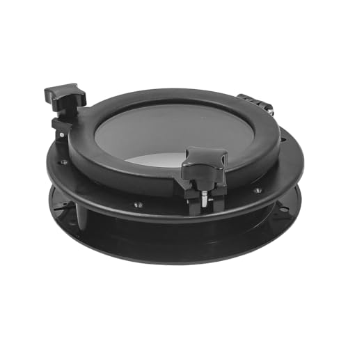 ZONADAH Boat Yacht Round Opening Portlight 215mm ABS Plastic Hatch Porthole Replacement Window Port Hole for Marine Boat Yacht RV Black - Image 3