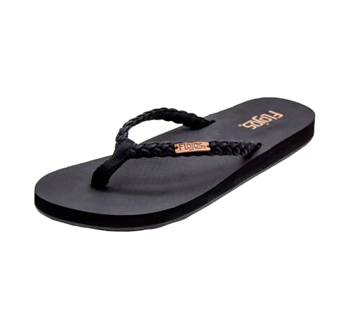 Flojos Women's Danica Flat Sandal, Black, 8