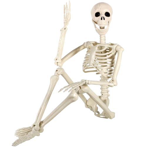 ZPQAODI Scheletro Posable di Halloween, 93 cm, scheletro completo di Halloween con articolazioni mobili, per Halloween, esterni, interni, giardino, casa, patio
