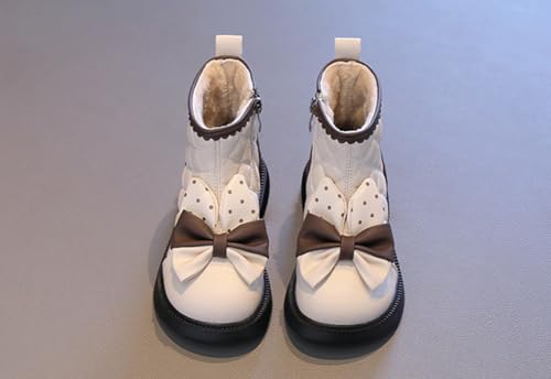 Toddler Girls Adorable Bowknot Fur Lined Ankle Boots Kids Outdoor Side Zipper Short Booties Winter Warm Shoes4