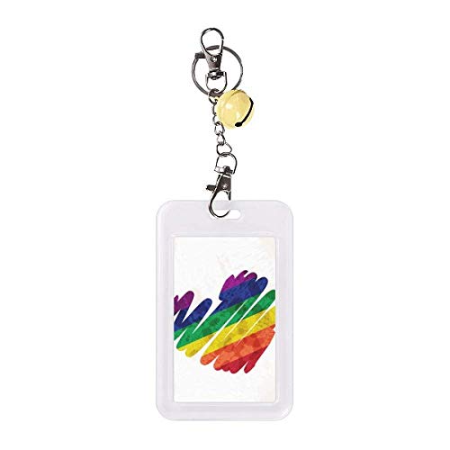 Étui de protection carte bancaire LGBT cœur arc-en-ciel et porte-clé cloche
