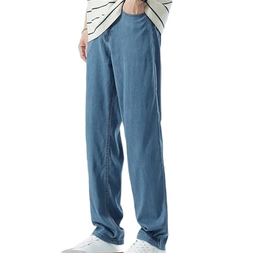 Men's Spring Fall Jeans – Thin Soft Straight Denim Pants, Wide-Leg Work Casual Trousers