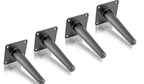 Seimneire 4Pcs 6 Inch Furniture Legs, Straight Conical Metal Legs Matte Black Mid-Century Style Furniture Feet For Sofa Cabinet Table Chair Cupboard Couch Ottoman Home Diy Projects #TOP4