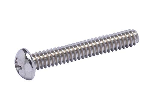 #10-24 X 1-1/4" Stainless Phillips Round Head Machine Screw, (50pc), Coarse Thread, 18-8 (304) Stainless Steel, by Bolt Dropper
