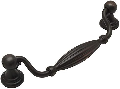 10 Pack - Cosmas 7122ORB Oil Rubbed Bronze Country Style Cabinet/Furniture Hardware Ribbed Swinging Handle Pull - 5" Inch (128mm) Hole Centers