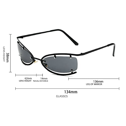 Trendy Punk Y2k Sunglasses For Women Men Designer Oval Sun Glasses Goggle Female UV400 Silver Shades Eyewear3