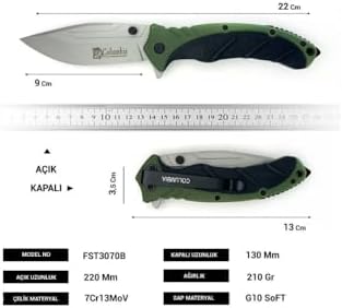 Columbia Company Kamp Bıçağı Seti - Haki - Çakı, Fener ve Ateşleyici Magnezyum Çubuğu 3'ü Bir Arada - Görsel 6