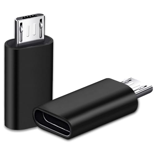 USB C till Micro USB Adapter 2-Pack, Micro USB (Hane) till USB C (Hona) Adapter Kompatibel med Samsung Galaxy S7/S6/S5/S4/S3, Note 5/4/3, Android-Telefoner och microUSB-Enheter (Svart)