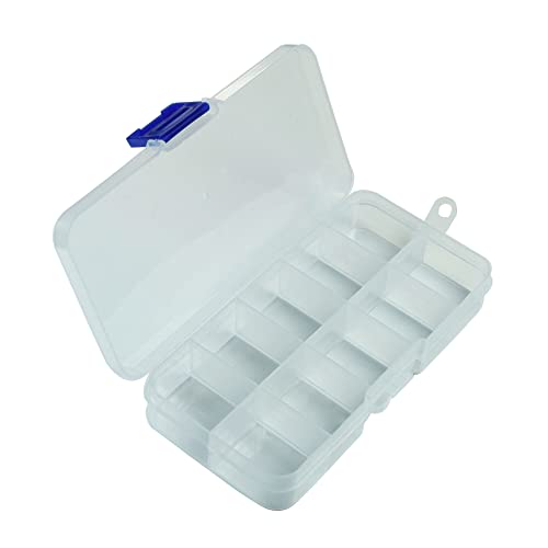 Image of Plastic Grid Storage Box, 10 Large Grids Clear Plastic Jewelry Box, Small Accessories Multipurpose Organizer for earrings, tackle, string, (10 Grids - Clear)