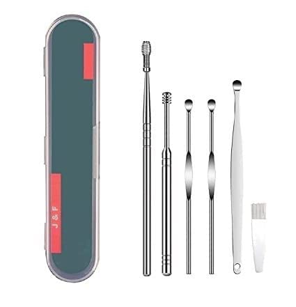 6 Pcs Ear Pick Earwax Removal Kit,Ear Cleansing Tool Set, Ear Curette Ear Wax Remover Tool with Cleaning Brush and Storage Box, Sliver-image-29