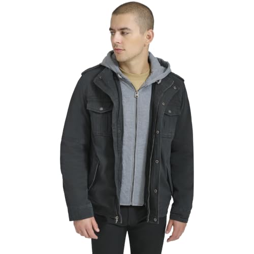 Image of Levi's Men's Washed Cotton Hooded Military Jacket (Regular & Big & Tall Sizes)