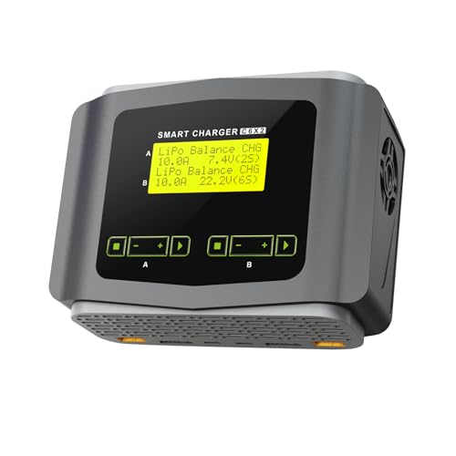LiPo Battery Charger Dual RC Charger Discharger 10A Fast Balance Battery Charger for 1-6S LiPo LiHV Li-ion Life 1-15S NiMH NiCD PB Smart Battery RC Car Drone, Large Screen