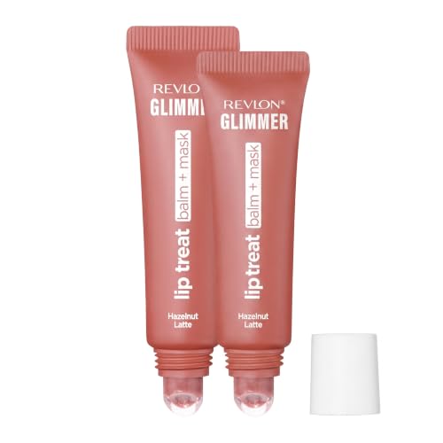 Revlon Glimmer Lip Treat Balm + Mask™, Overnight Peptide Lip Treatment, Hydrating, 006 Hazelnut Latte, 0.4 fl oz (Pack of 2)