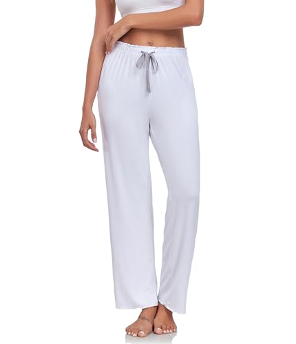 CF Women Bamboo Rayon Pajamas Pants Casual Loose Wide Leg Sleep Pants Soft Comfy Sleepwear for Lounge with Pockets