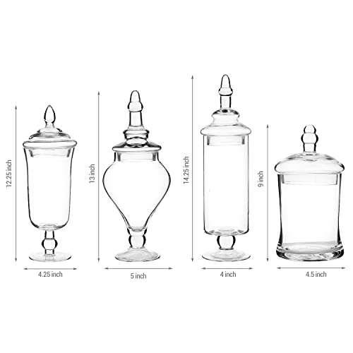 Mygift Clear Glass Apothecary Jars With Lids, Decorative Wedding Candy Serving Canisters, Set Of 4 #TOP4