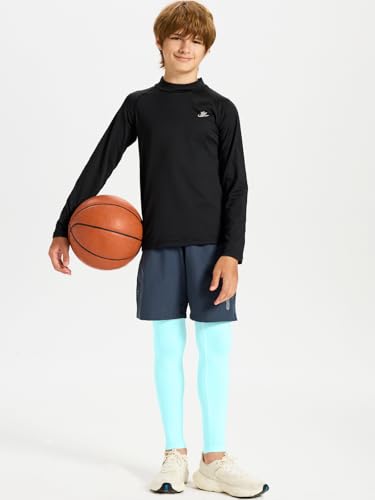 Image of DEVOROPA Boys Leggings Youth Compression Pants Sports Tights Basketball Football Baseball Soccer Baselayer Slim /Regular /Husky