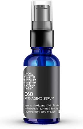 C60 Anti-Aging Face Serum 30ml with Hyaluronic Acid, Plant Stem Cells, Peptides, Vitamins B + C & Anti Aging Wrinkle Complexes for Men & Women Made with Organic Ingredients