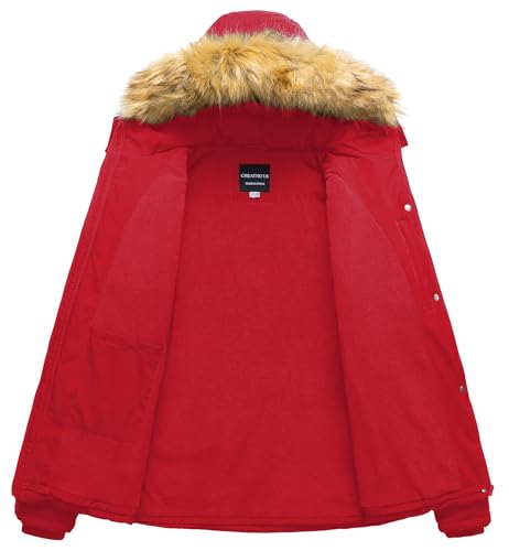 CREATMO US Women's Plus Size Puffer Jacket Waterproof Winter Coats Fleece Lined Detachable Fur Hood Available in 1X To 5X3