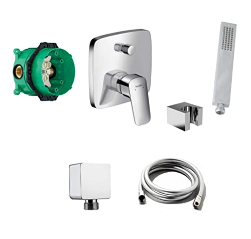 vanvilla Wannenset mit Unterputz Armatur Hansgrohe Logis 2-Wege und vanvilla Handbrause, Wannen-SET HG52 poliert