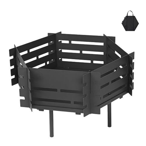 haoyunjianjiak 焚き火台 バーベキューコンロ キャンプストーブ 焚火台 鉄製 ステンレス製 六角形 分離式 折りたたみ式 アイアン おしゃれ コンパクト 設計 キャンプ 料理 BBQ 薪 焚火 二次燃焼 簡単組立 収納袋付属 1-4人用 アウ