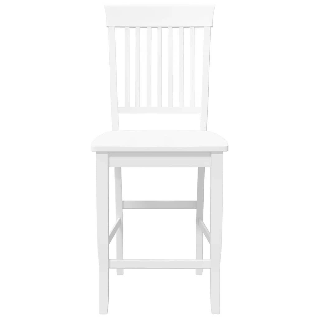 2 sgabelli da bar in legno massello bianco, albero della gomma, 48 x 52,5 x 107 cm, sedia da cucina con schienale e poggiapiedi, per sala da pranzo, bancone e isola di cucina, design moderno
