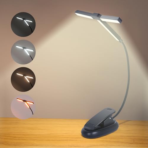Quntis Clip-On Book Light with Three Adjustable Heads