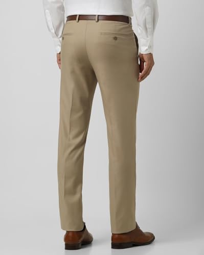 Image of VILLAIN Solid Mid-Rise Stretchable Men's Formal Trousers