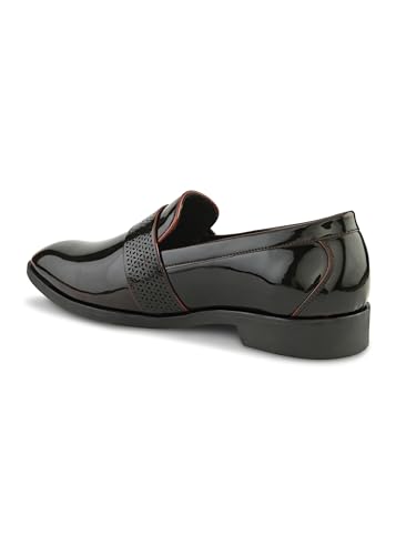 Image of Stanford Men Slip-On Formal Shoes | Glossy Round Toe Comfortable Office, Business Dress Shoes-TPSL 25047 Cherry-7