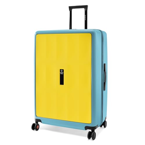 Image of Nasher Miles Zanzibar TSA Lock Hard-Sided Polycarbonate 8 Wheels Double Spinner Check-in Luggage Yellow Blue 28 inch |75cm Trolley Bag| Suitcase,Large