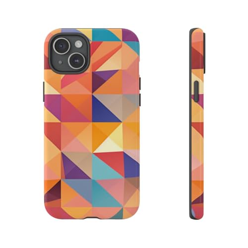 Coque iPhone 15 Plus orange à motif géométrique pour look urbain