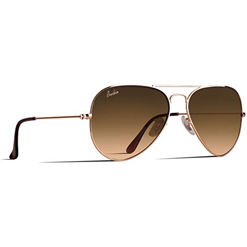 Classic Aviator Style Sunglasses For Men Women 100% UV400 Protection Brown Gradient Glass Lenses Gold Metal Frame