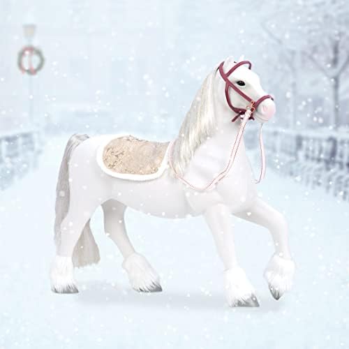 Our Generation BD38025C1Z 51 cm Clydesdale Toy Horse  Long, Sparkly White Mane & Tail  Holiday Stocking, Hair Bow & Saddle Blanket  46 cm Doll Accessories for Kids Ages 3 and Up