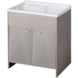 Pilon Fregadero Negrari Lavadero de resina color roble, indicado para exterior e interior de 80 x 50 cm H 85 cm