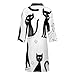 Men’s Soft Spa Bath Robe Fashion Robe With Pockets Lightweight Bathrobe Funny Black Cats White