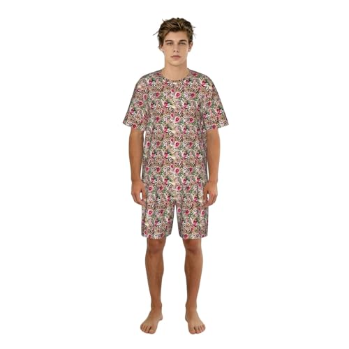 Pyjama 2 pièces pour homme léger et respirant à motif floral