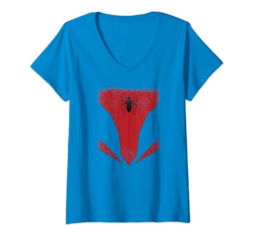 T-shirt Spider-Man Marvel femme col V rétro idéal pour soirée Halloween et quotidien