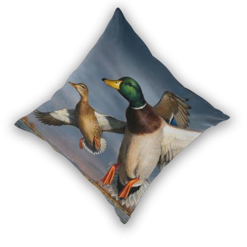Lot de 2 taies d'oreiller carrées canard colvert imprimées 63x63 cm en coton doux - 4