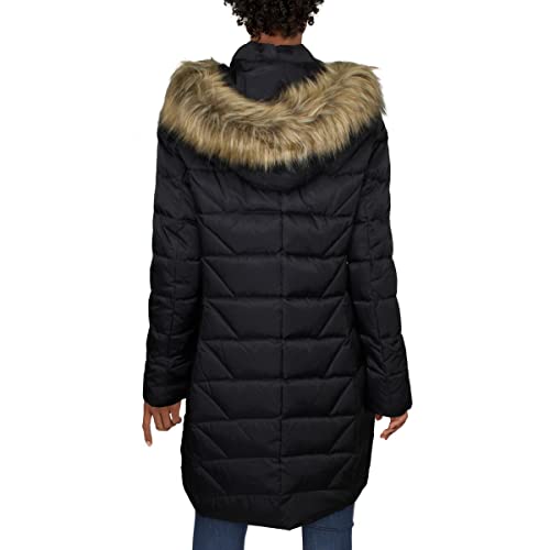 Andrew Marc Women's Medina Down Jacket With Faux Fur Removable Hood, Ink, Medium #TOP1