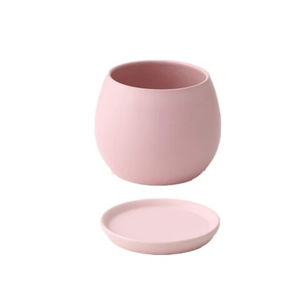 XBGfdySD Ceramic Plant Pot, with Pallet and Drainage Hole Flower Pots Round Planter(Pink,Small)