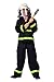 Produktbild Feuerwehrmann-Kostüm Kinder mit Reflektoren Schwarz Feuerwehr-Uniform Feuerwehrfrau Neon Karneval Fasching Hochwertige Verkleidung Fastnacht Größe 116/128 Schwarz