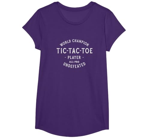 Retro World Champion Tic-Tac-Toe Player Undefeated T-Shirt, Girls, Purple, X-Small